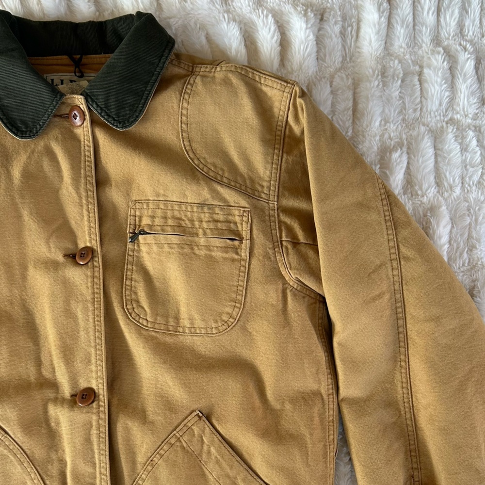 Made in USA LL Bean Vintage Chore Coat Barn Jacket Tan Womens M - Picture 5 of 14